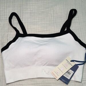 Aeropostale White Sports Bra with Black Trim - Ribbed Tank Style